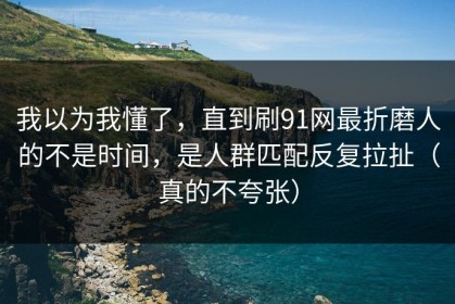 我以为我懂了，直到刷91网最折磨人的不是时间，是人群匹配反复拉扯（真的不夸张）