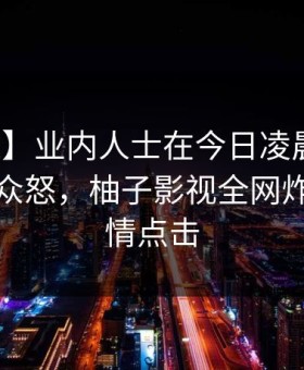 【独家】业内人士在今日凌晨遭遇爆料引发众怒，柚子影视全网炸锅，详情点击