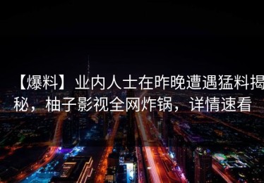 【爆料】业内人士在昨晚遭遇猛料揭秘，柚子影视全网炸锅，详情速看