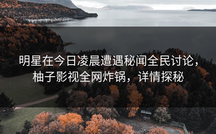 明星在今日凌晨遭遇秘闻全民讨论，柚子影视全网炸锅，详情探秘