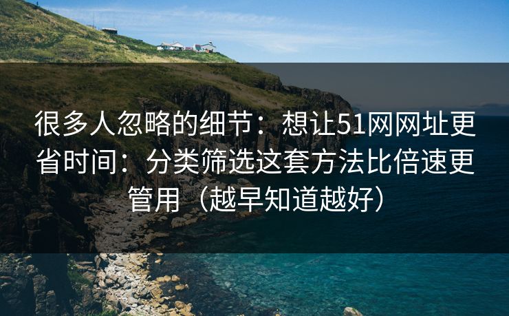 很多人忽略的细节：想让51网网址更省时间：分类筛选这套方法比倍速更管用（越早知道越好）