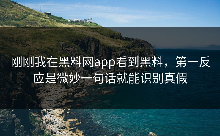 刚刚我在黑料网app看到黑料，第一反应是微妙一句话就能识别真假